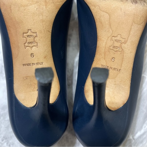 Tory Burch Penelope 85MM Cap Toe Pump Heels Size US 6 Ink Navy Perfect Black - Picture 6 of 15